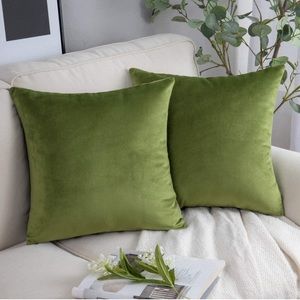 18x18 2 Pack Green Velvet Pillow Covers